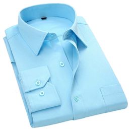 Camisa de manga larga casual de negocios para hombres Slim Fit Twill Color Sólido Masculino Social Negro Azul Blanco Púrpura Verde Rosa 4XL 210721