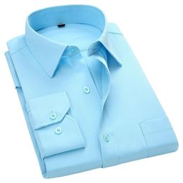 Camisa ajustada informal de negocios de manga larga para hombre, camisa Social masculina de sarga de Color sólido, negro, azul, blanco, Morado, verde, rosa, 4XL, 2292V
