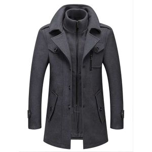 Manteau d'affaires pour hommes, veste en laine mi-longue à Double col, à la mode, pour l'automne/hiver