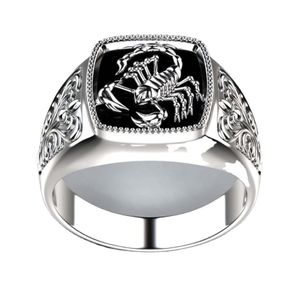 Heren Business Fashion Black Epoxy Scorpion Rings For Men Gothic Punk Party Birthday Juwelen Jubileum Gift Anillo