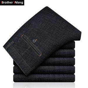 Hommes d'affaires Jeans Automne Hiver Nouveau Style Classique Mode Casual Droite Noir Denim Pantalon Homme Marque Pantalon 210331