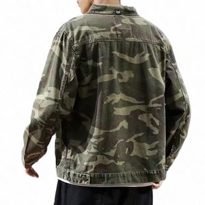 Hommes Camoue Denim Vestes Nouveau Casual Militaire Confortable Multi-poches Jean Manteaux Mâle Armée Mince Pilote Combat Cargo Veste h2xR #