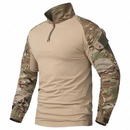 Mannen Camoue Tactische Shirt Lg Mouw Soldaten Army Combat T-shirt Cott Camo Militaire Uniform Airsoft Shirts P5qh #