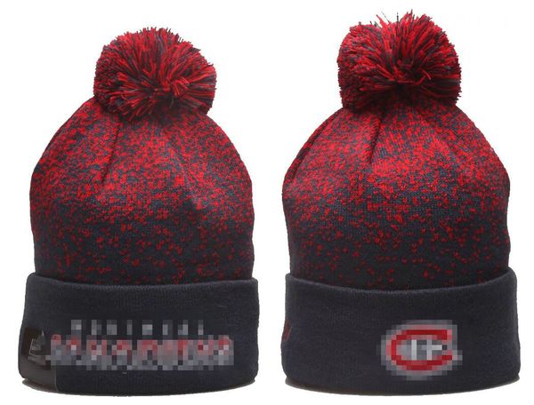 Casquettes pour hommes Bonnets CANADIENS Bonnets de bonnet de MONTRÉAL Toutes les 32 équipes tricotées à revers avec pompon rayé en laine chaude USA College Sport Bonnet en tricot Casquette de hockey pour femmes a1