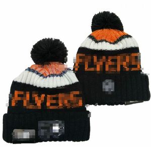 Casquettes pour hommes Flyers Bonnets Philadelphia Beanie Hats Toutes les 32 équipes tricotées à revers Pom rayé Sideline laine chaude USA College Sport Bonnet en tricot Casquette de hockey pour femmes a0