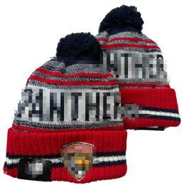 Gorras para hombres Pelota de hockey Sombreros Panthers Beanie Los 32 equipos Gorros de punto con pompones Kraken Lana a rayas Cálido EE. UU. Deporte universitario Gorros de punto Gorra para mujer