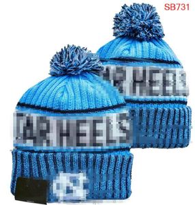 Casquettes pour hommes NCAA Alabama Hats Toutes les 32 équipes tricotées à revers Caroline du Nord Tar Heels Bonnets rayés en laine chaude USA College Sport Knit Hat Beanie Cap pour