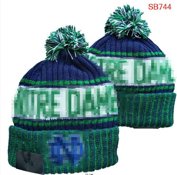 Caps masculins NCAA Alabama Chapeaux Les 32 équipes ont tricoté Notre Dame Fighting Irish Bons de laine de touche rayée Warm USA USA COLLEGE SPORT COUPA