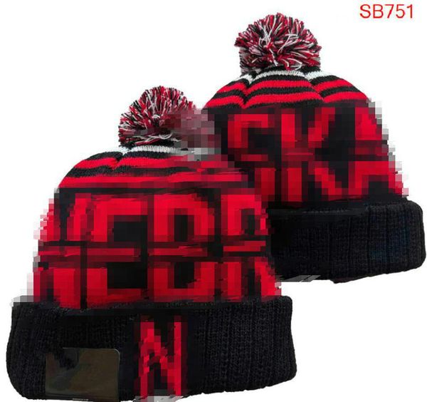 Casquettes pour hommes NCAA Alabama Hats Toutes les 32 équipes tricotées à revers Nebraska Huskers Bonnets rayés en laine chaude USA College Sport Bonnet en tricot pour femmes