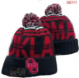 Herenpetten NCAA-hoeden Alle 32 teams Gebreide Pom Alabama Sooners Mutsen Gestreept Zijlijn Wol Warm USA College Sport Gebreide muts Hockey Oklahoma Beanie Cap