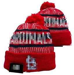 Casquettes pour hommes ST Cardinal Beanies BOSTON Hats Toutes les 32 équipes tricotées à revers Pom rayé Sideline laine chaude USA College Sport Knit Hat Hockey Beanie Cap pour femmes