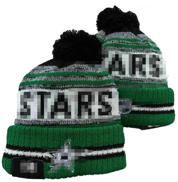 Casquettes pour hommes Stars Beanies Calgary Beanie Hats Toutes les 32 équipes tricotées à revers Pom rayé Sideline laine chaude USA College Sport Knit Hat Casquette de hockey pour femmes A1