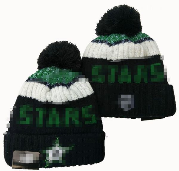 Casquettes pour hommes Stars Beanies Calgary Beanie Hats Toutes les 32 équipes tricotées à revers Pom rayé Sideline laine chaude USA College Sport Knit Hat Casquette de hockey pour femmes A2