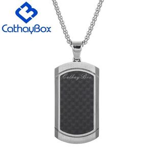 Collier pendentif pour chiens en fibre de carbone pour hommes avec chaîne 24 bijoux en acier inoxydable CB57A008 Colliers258E