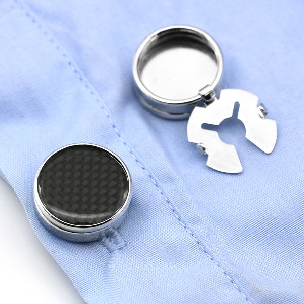 Boutons de manchette en fibre de carbone pour hommes pour chemise normale affaires robe bouton de manchette couverture décoration mariage boutons de manchette