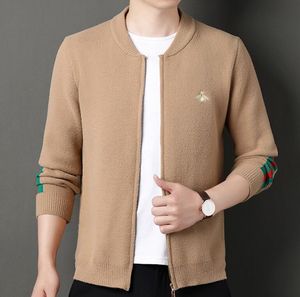 Cardigan pour hommes, pull abeille, coupe ajustée, tendance, col de baseball, vêtements, nouvelle tendance, veste en tricot, automne 2023