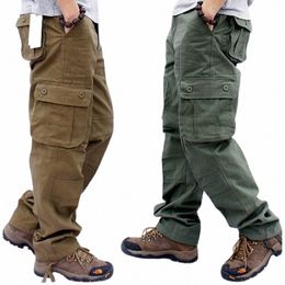 Pantalons cargo pour hommes Hommes Casual Multi Poches Pantalons tactiques militaires Hommes Outwear Pantalons droits Pantalons Lg Grande taille 42 44 u41u #