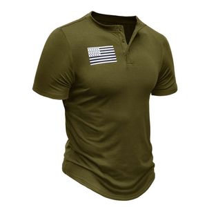Casual knop voor mannen met korte mouwen Henry Shirt Outdoor Sports T-shirt Militair tactisch shirt voor heren