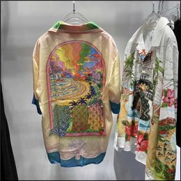 Casual Casablanca -shirts voor heren Sicilian Fantasy Island Print Short Sleeve Summer Fairy Tale Dream Silk Shirt