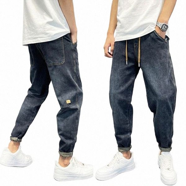 Casual Denim Vintage Wed Loose-Fit Pantalon carotte effilé Automne Streetwear Jeans brodés Baggy Jogger Harem Pantalon m9qA #