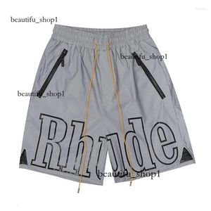 Pantalones cortos casuales para hombres con diseñador de cremallera plateado Rhode Rhudeshort Rhude Short Fitness suelto 406