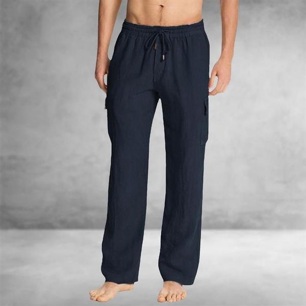 Pantalon de plage d'été décontracté en lin léger avec cordon de serrage pour hommes avec poche pantalon de jogging pour hommes Pantaloon Plus S2303