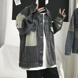 Veste en jean surdimensionnée décontractée pour hommes Streetwear coréen hommes veste en jean manteaux coupe-vent décontracté salopette manteau vêtements d'extérieur S-4XL 240113