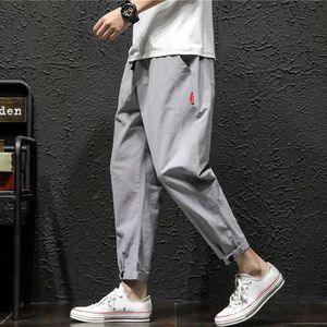 Heren casual broek 2021 lente en zomer gebonden linnen streetwear losse plus size harembroek herenkleding jogging sweatpants X0723