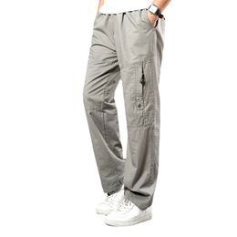Pantalon décontracté pour homme – Automne/hiver avec ceinture élastique, jambe droite, grande taille, pantalon sportif en coton pour homme