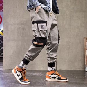 Heren casual broek mode slanke elastische taille hip-hop elastische overalls multi-pocket cargo broek heren groot formaat potlood