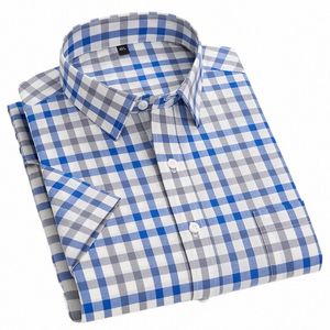 Chemise à carreaux décontractée pour hommes, confortable, Design spécial, chemises à manches courtes, haute qualité, 100% Cott, chemises intelligentes faciles d'entretien, 55TG #