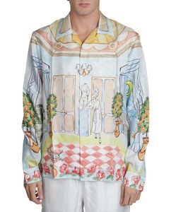 Chemise décontractée pour hommes Automne Organiser des fleurs impression tissu en soie à manches longues version ample de l'Europe et des États-Unis chemise tendance vêtements pour hommes de haute qualité