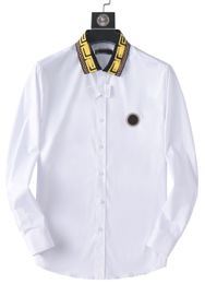 Camisa informal para hombre Marca de diseñador Primavera Verano Oficina de negocios Camisa de vestir para hombre Cuello ancho delgado a cuadros a rayas manga larga Tamaño asiático M-3XL