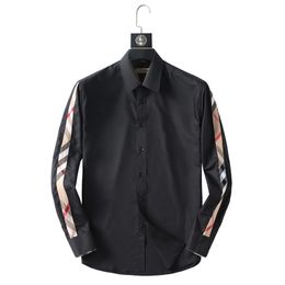 Chemise décontractée pour hommes printemps et automne de haute qualité chemise à manches longues de mode classique d'affaires couleur unie badge brodé chemises décorées Taille M-XXXL # 885