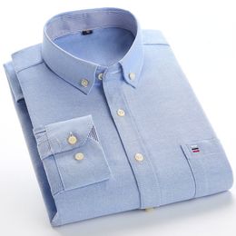 Chemises décontractées pour hommes 100% coton Chemise Oxford à manches longues pour hommes Chemises habillées d'affaires formelles Coton Blanc Bleu Chemise décontractée à col Vêtements coréens 230504