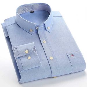 Casual overhemden voor heren 100% katoen Heren Long Sle Oxford overhemd Formele zakelijke overhemden Katoen Wit Blauw Casual overhemd met kraag Koreaanse kledingC24315