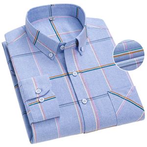 Chemises décontractées pour hommes 100% coton Oxford à manches longues pour hommes doux à carreaux boutonné formel uni décontracté chemise unie grande taille 5XL6XL 230331