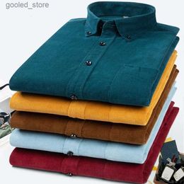 Camisas casuales para hombres 100% algodón Tallas grandes S-7XL Camisa de pana para hombre Casual Manga larga Regular Fit Camisas de vestir de negocios para hombre Cómodo bolsillo Q231106