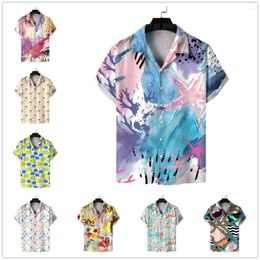Camisas casuales para hombres 16 Summer Beach Impresión digital 3D Moda hawaiana suelta manga corta Drop S-XXL