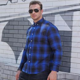 Chemises décontractées pour hommes 175kg 10XL Brossage Chemise à manches longues 33,1% coton Automne Plaid Smart pour homme surdimensionné 6069
