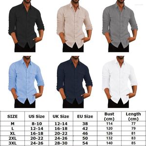 Chemises décontractées pour hommes 1Pc Blouse coton Chemise en lin hauts amples à manches longues t-shirt printemps automne beau Chemise Homme