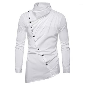 Casual overhemden voor heren 2021 Asymmetrisch overhemd met schuine sluiting en lange mouwen voor heren NX530412346