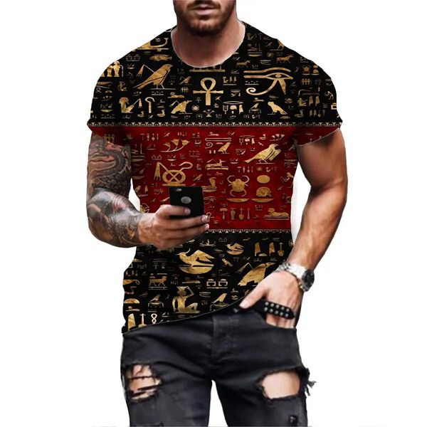 Chemises décontractées pour hommes 2022 Ancient Egyptian Art Hip Hop T-shirt Men Femmes Fashion Short Sleeve Harajuku Tee Tee Tee 24416