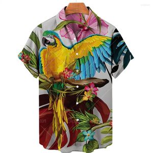 Casual shirts voor heren 2022 Animal World herenhemd mannen Hawaii Camicias één knop All-match afgedrukte korte mouw top