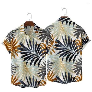 Casual shirts voor heren 2022 Kleurrijk Palm Leaf Vintage Print Shirt Fashion Vacation Hawaiian Beach Summer Pocket voor mannen en vrouwen