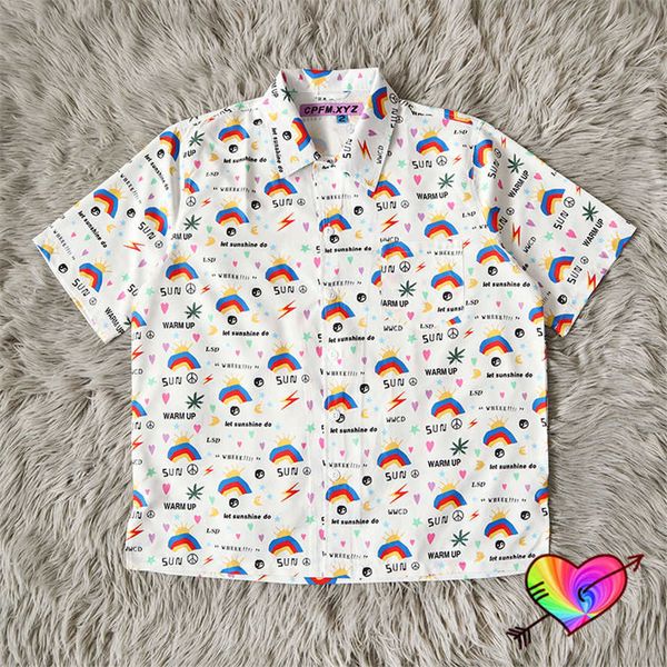 Camisas casuales para hombres 2022 CPFM.XYZ Sun Shirt Hombres Mujeres Full Rainbow Gráfico 1 1 Tops CPFM Camisa suelta Manga corta Cactus Planta Flea Market Blusa T230302