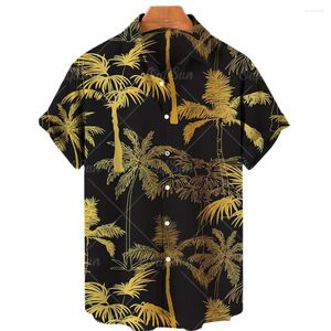 Casual shirts voor heren 2022 kokosnootboom afdrukken korte mouw Hawaiiaans shirt single button rapel strand 5xl