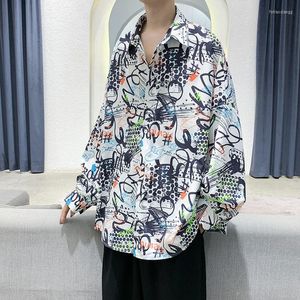 Chemises décontractées pour hommes 2022 hommes motif impression à manches longues mode haut de plage rétro hawaïen mâle vêtements Camisa Masculina