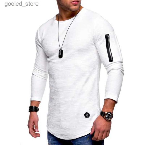 Chemises décontractées pour hommes 2022 Nouveau Tshirt Hommes Printemps Automne T-shirt Hommes À Manches Longues Coton Causal Bodybuilding Pliant O Cou T-shirt Hauts T-shirts Hommes Q231106