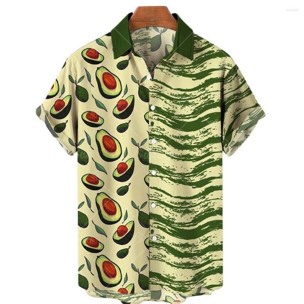 Chemises décontractées pour hommes 2022 Papaya Imprimer T-shirt pour hommes Fruits à manches courtes Hawaïen 5XL Respirant Funny Top